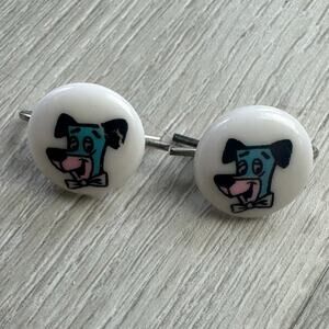 Lot of 2 Vintage Streamline Buttons Huckleberry Hound Hanna-Barbera Blue Dog